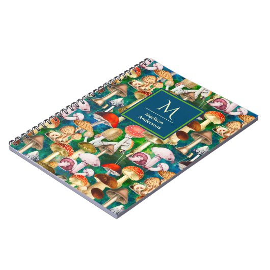 Carnet Champignons vert mou motif (Côté gauche)