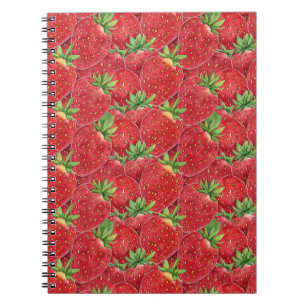 Carnet Champs de Fraises Douces d'Été - Aquarelle Rouge
