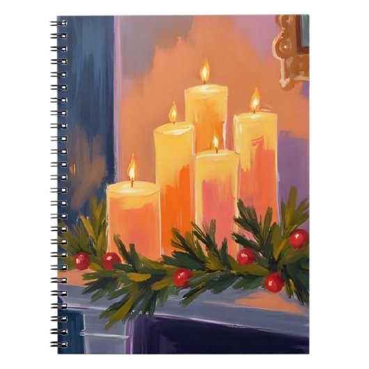 Carnet Chandelles de cheminée de Noël Guirlande (Devant)