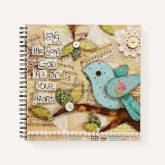 Carnet Chanson dans votre coeur Oiseau personnalisé Noteb