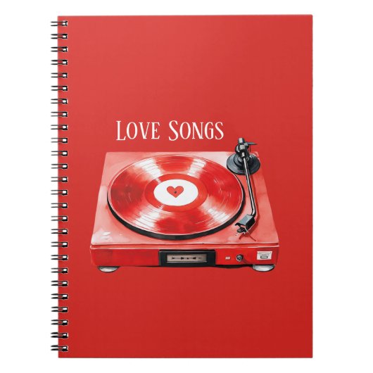 Carnet Chansons d'amour de disque de cœur rouge (Devant)