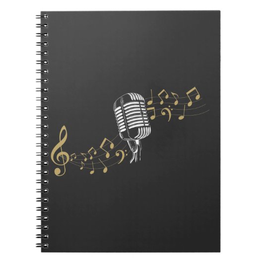 Carnet Chanteur Microphone Notes musicales Amateur de kar (Devant)