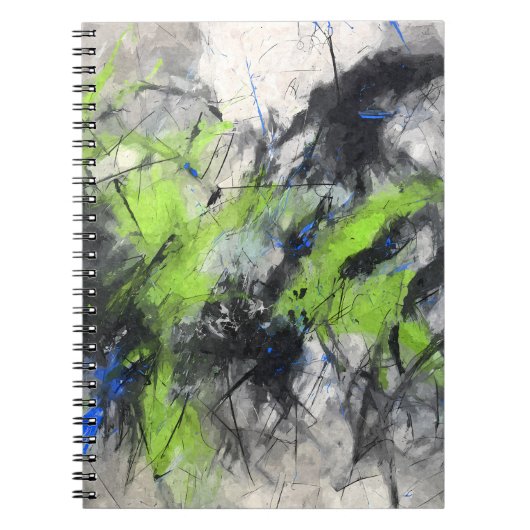 Carnet Chaos Abstrait bleu citron vert (Devant)