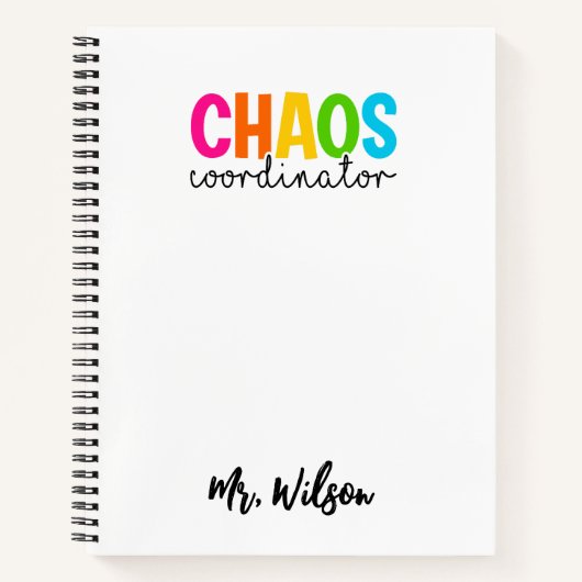 Carnet Chaos Coordinator Notebook – Funny Teacher Quote (Devant)