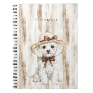 Carnet Chapeau de chien blanc avec nœud papillon