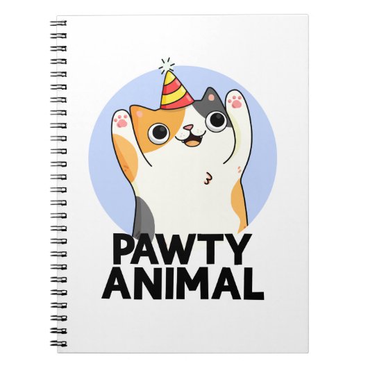 Carnet Chapeau de fête drôle d'animal de Pawty Chat Pun (Devant)