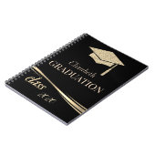 Carnet Chapeau de remise des diplômes paillettes dorées,  (Côté gauche)