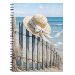 Carnet Chapeau d'été à l'aquarelle sur un poteau de clôtu