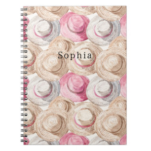 Carnet Chapeaux de paille blancs crème rose