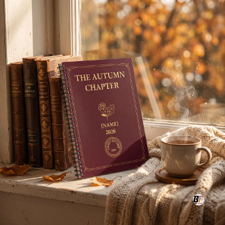 Carnet Chapitre d'Automne Élégante Florale Bourgogne Or
