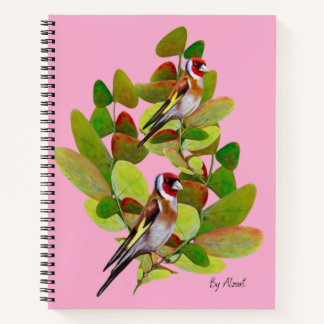 Carnet Chardonneret élégant européen oiseaux et feuille d