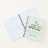 Carnet Chariot de construction Camion vert doux Nom du ga (Intérieur)