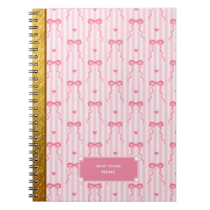 Carnet Charmant Ruban Coquette Rose et Rayures Personnali