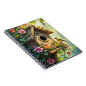 Carnet Charmante maison d'oiseaux Vibrant Fleur d'été Gra (Côté Droit)