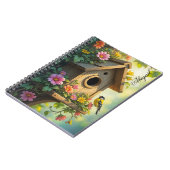 Carnet Charmante maison d'oiseaux Vibrant Fleur d'été Gra (Côté gauche)