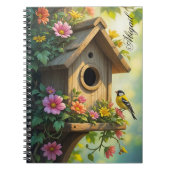 Carnet Charmante maison d'oiseaux Vibrant Fleur d'été Gra (Devant)
