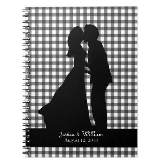 Carnet Charmante Silhouette Baiser Couple Mariage (Devant)
