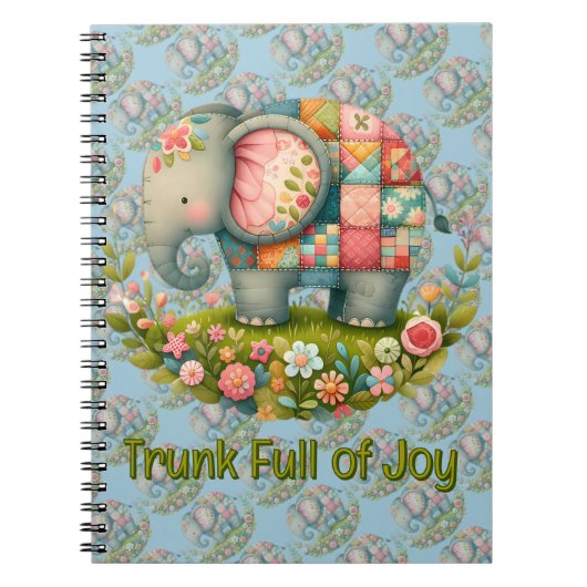 Carnet Charme de Prairie Florale à l'Éléphant Patchwork (Devant)