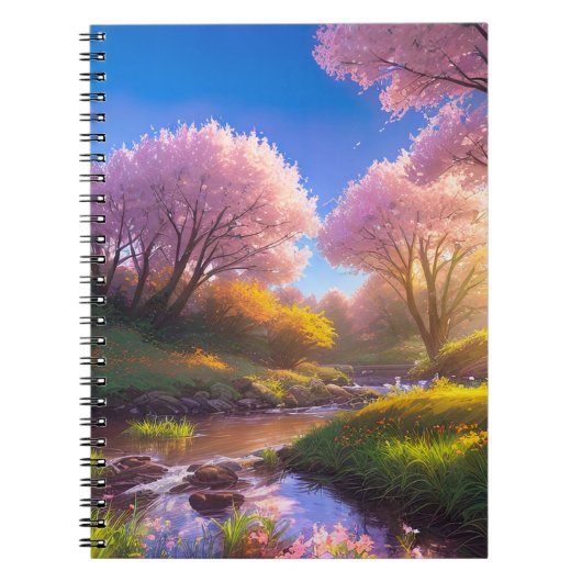 Carnet Charmes des Sakura Trees par le ruisseau gracieux (Devant)