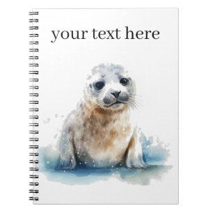 Carnet Charming Aquarelle Seal Pup, personnalisée