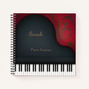Carnet Charming Black Grand Piano Musiciens personnalisés