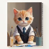 Carnet Charming Ginger Cat Artiste avec pinceaux mignonne (Dos)