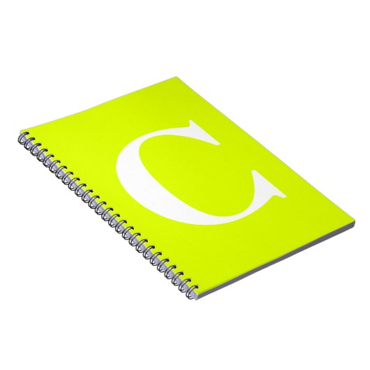 Carnet Chartreuse Fluorante Yellow Neon Nom Monogramme (Côté Droit)