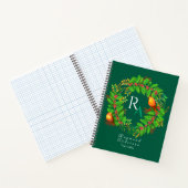 Carnet Chasseur de monogramme de couronne de Noël Vert (Intérieur)