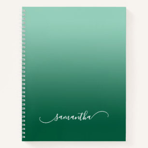 Carnet Chasseur Turquoise léger Ombre vert Courbé Nom