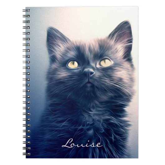 Carnet Chat à cheveux longs noir (Devant)