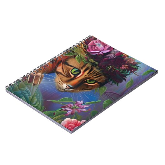 Carnet chat à fleurs art casquette (Côté gauche)