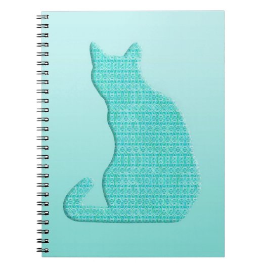 Carnet Chat Arabesque - tons turquoise (Devant)