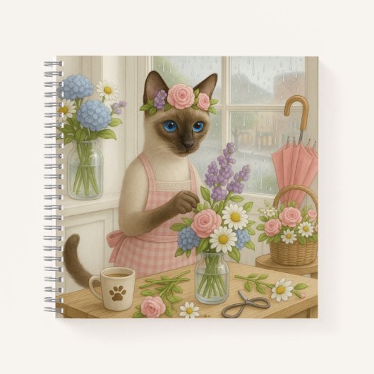 Carnet Chat arranger la fleur en fleuriste (Devant)
