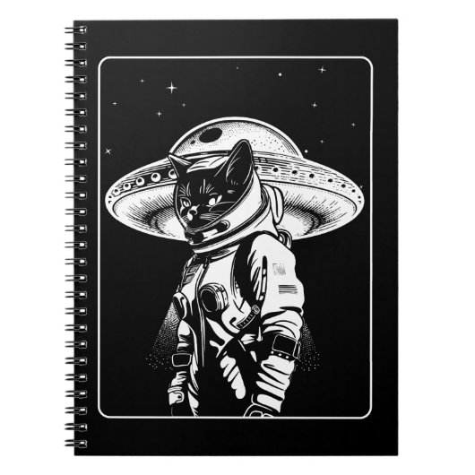 Carnet Chat Astronaute Alien UFO Science-Fiction (Devant)