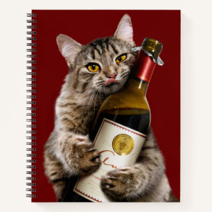 Carnet Chat Avec Bouteille De Vin
