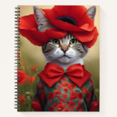 Carnet Chat avec une robe faite de coquelicot (Devant)