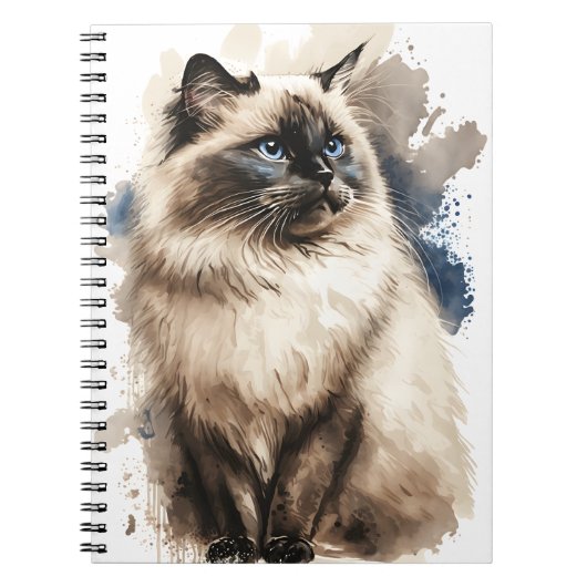 CARNET CHAT BIRMAN DE JOLIE COULEUR D'EAU (Devant)