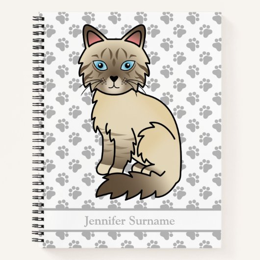 Carnet Chat Birman/Ragdoll au point chocolat tabby & Text (Devant)