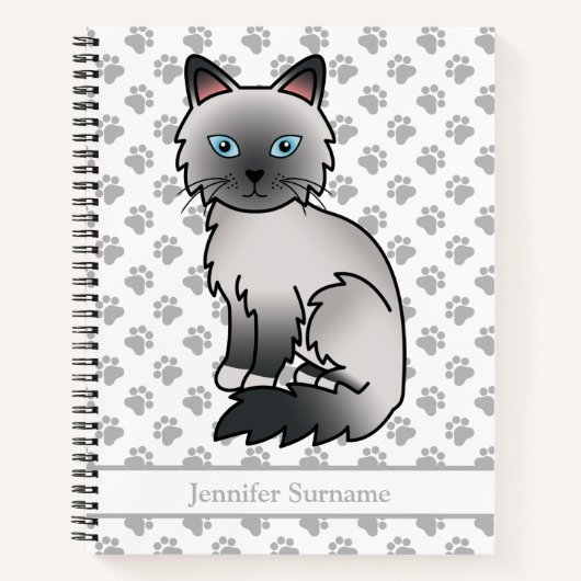 Carnet Chat Birman / Ragdoll Point Bleu / Texte personnal (Devant)