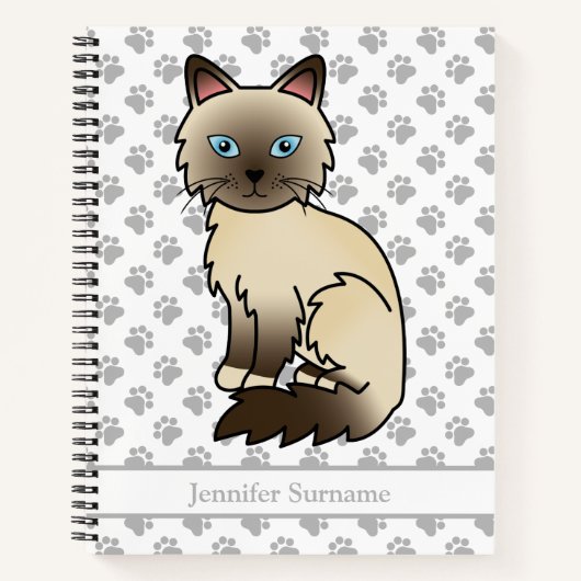Carnet Chat Birman / Ragdoll Point Chocolat & Texte perso (Devant)