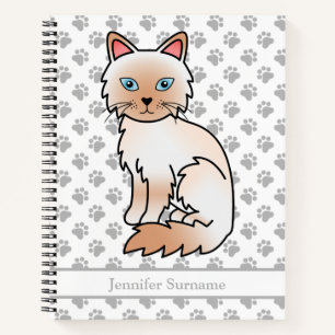 Carnet Chat Birman / Ragdoll point rouge & Texte personna