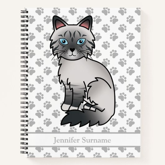 Carnet Chat Birman/Ragdoll tabby au point bleu & Texte pe (Devant)