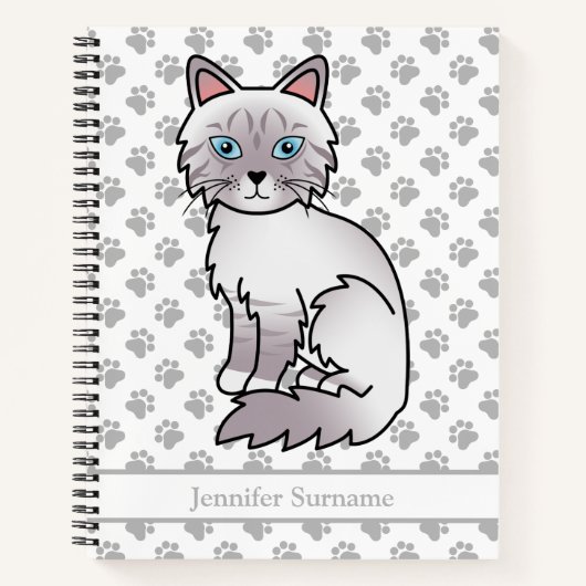 Carnet Chat Birman/ Ragdoll Tabby au point lilas & Texte (Devant)