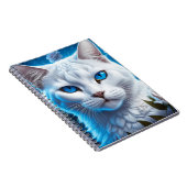 Carnet Chat blanc aux yeux bleu clair Floral (Côté Droit)