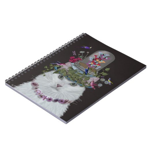 Carnet Chat blanc avec cloche papillon (Côté gauche)