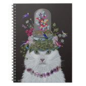 Carnet Chat blanc avec cloche papillon (Devant)