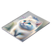 Carnet Chat blanc avec yeux bleus Image de couleur d'eau (Côté gauche)