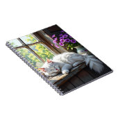 Carnet Chat blanc dormant et fleurs violettes (Côté Droit)