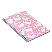 Carnet Chat blanc et fleur Motif rose (Côté Droit)