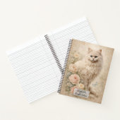 Carnet Chat Blanc Fluffy avec des Roses (Intérieur)
